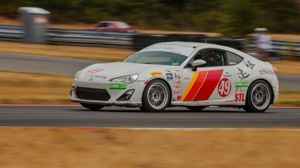 Pro86 race car on track