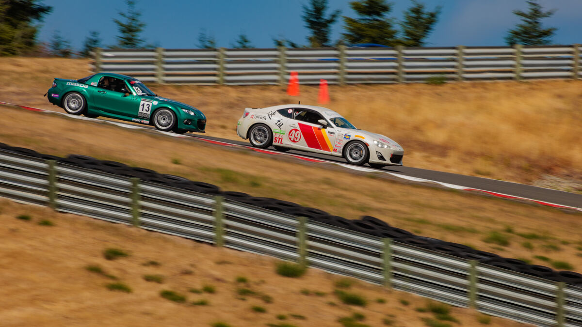 Pro86 race car on track