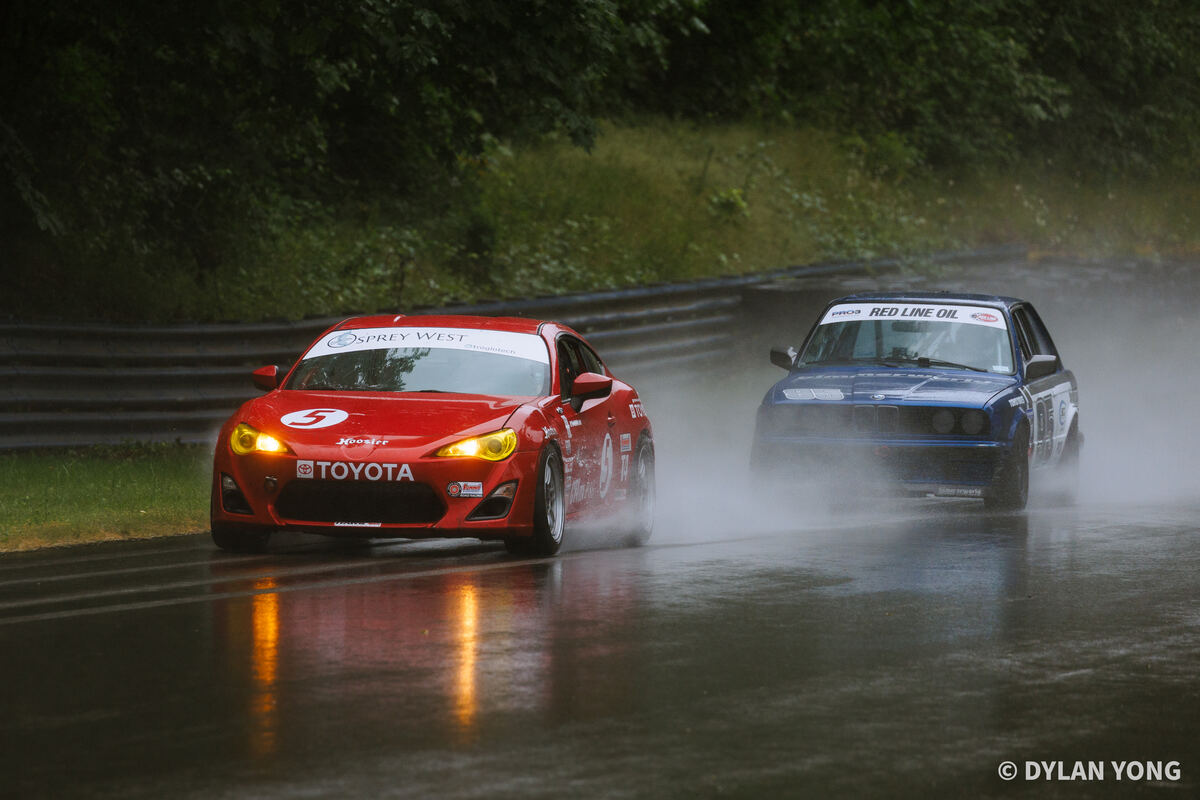 Pro86 race car on track